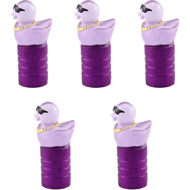 Cute Duck Valve Stem Caps, Tire Valve Caps, Glow in The Dark Hot Rubber Cover (5 Pack) Universal for Car Truck SUV Motorcycle Bicycle Replacement