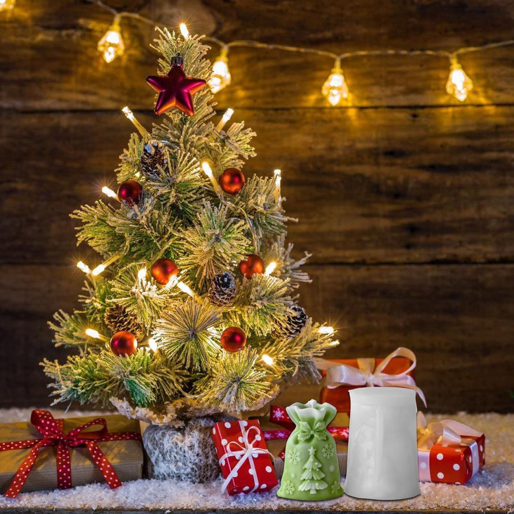 Christmas Gift Bag Silicone Candle Mold Candy Bag Shape Silicone Mold Baking Tool For Epoxy Resin Candle Soap Chocolate