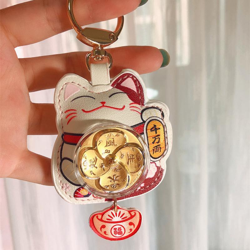 Брелок для ключей Maneki Neko Car Lucky Cat Car Backpack Keyring Best Friend Charms Подвеска для пары Подарочный брелок