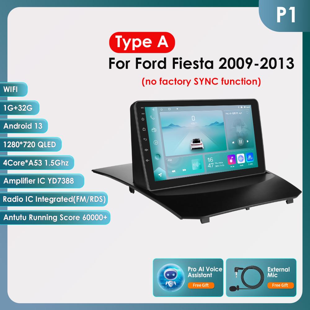 OSSURET 2din Android Автомагнитола для Ford Fiesta 2009 - 2017 Автомобильный Радио Мультимедиа Видео Плеер GPS Навигация Головное Устройство Carplay 4G WIFI Интеллектуальный Видеорегистратор