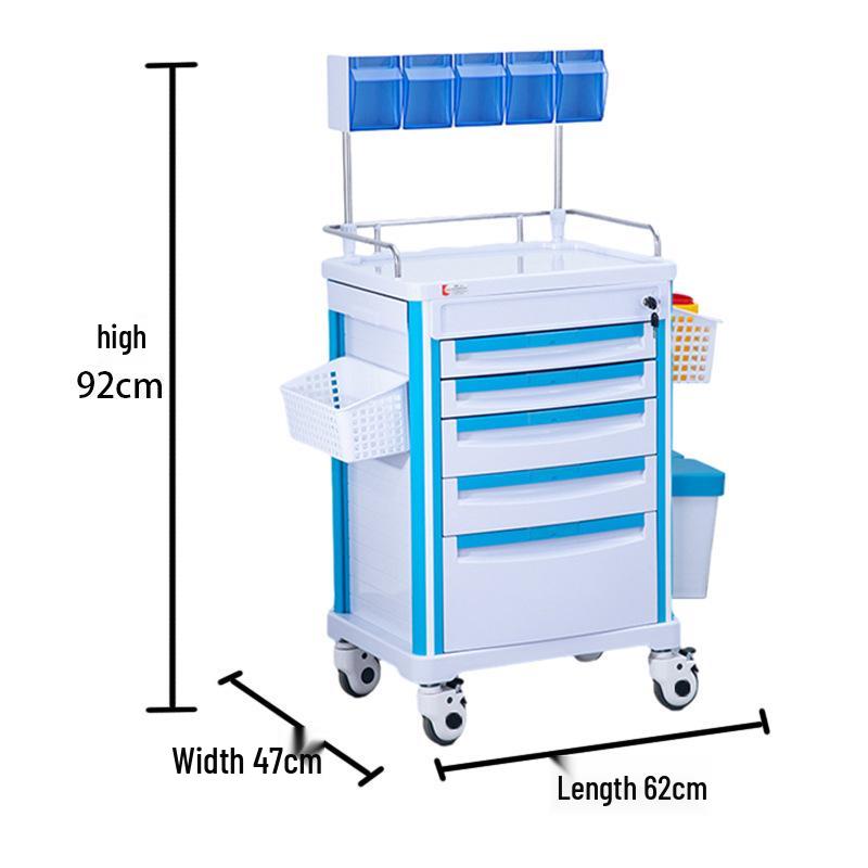 ABS Emergency Medical Cart with Flip-Top and Multiple Drawers