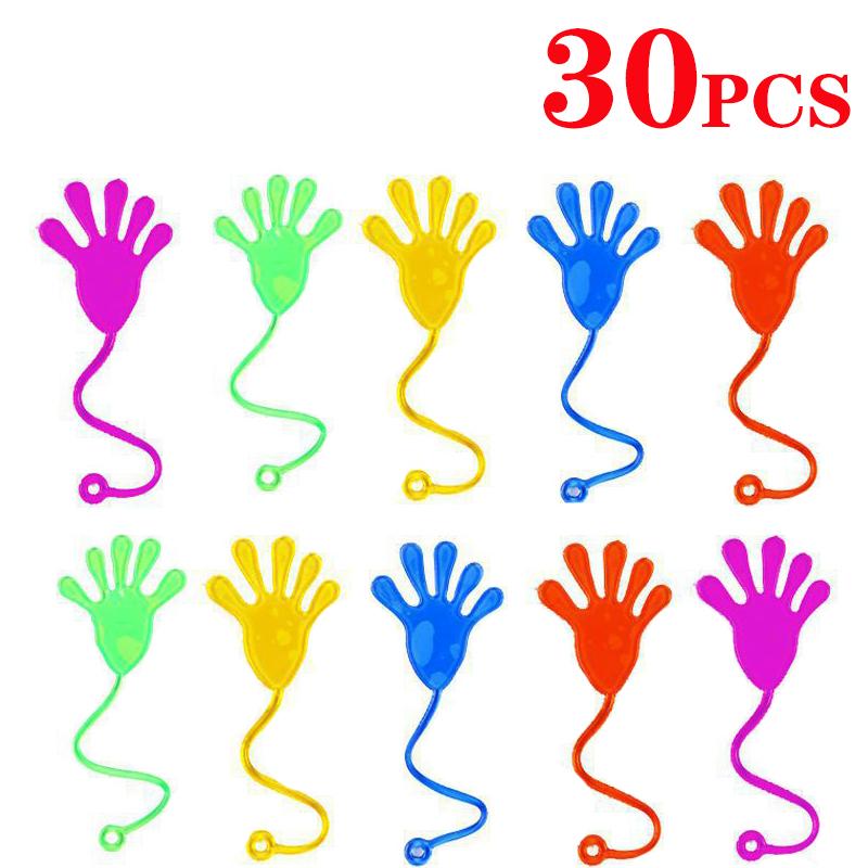 10/50Pcs Funny Sticky Hands Sensory Toy Palm Elastic Heart Foot Christmas Sticky Wall Climbing Squishy Toy For Kids Adult