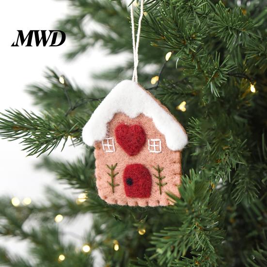 Festive Home Party Supplies Christmas Felt Ornament, Handmade Wool Santa Candy Cane House Soft Woolen Decorations for Kids Snowman Hanging Holiday