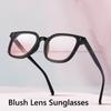 Fashion Women Trendy Popular Sunglasses Ladies Square Frame Ins Style Blush Lens Sun Glasses Unisex Men Travel Street UV400 Goggles