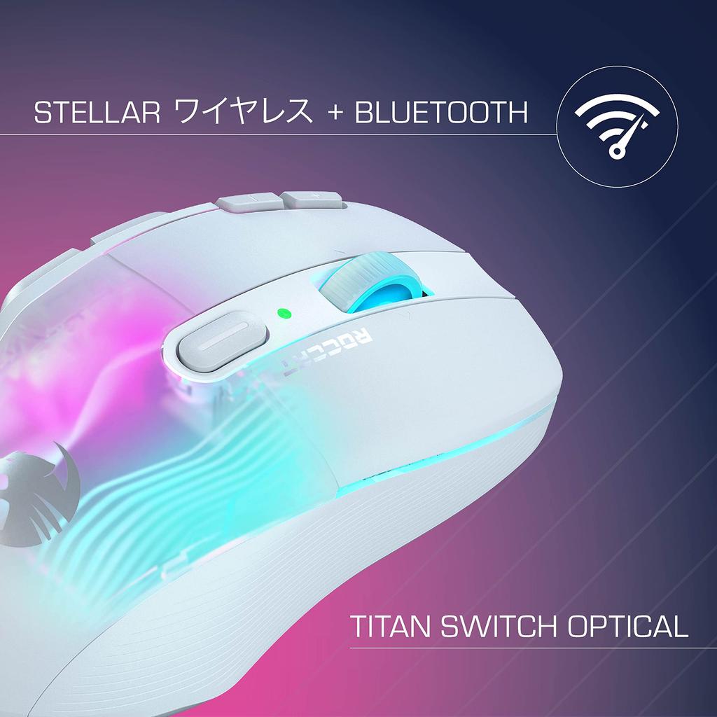 ROCCAT Gaming Mouse Kone XP Air Wireless German Design 2.4GHz/Bluetooth White/White Optical/19K/Optical/Multi-Buttons/99g/Charging Dock/4D