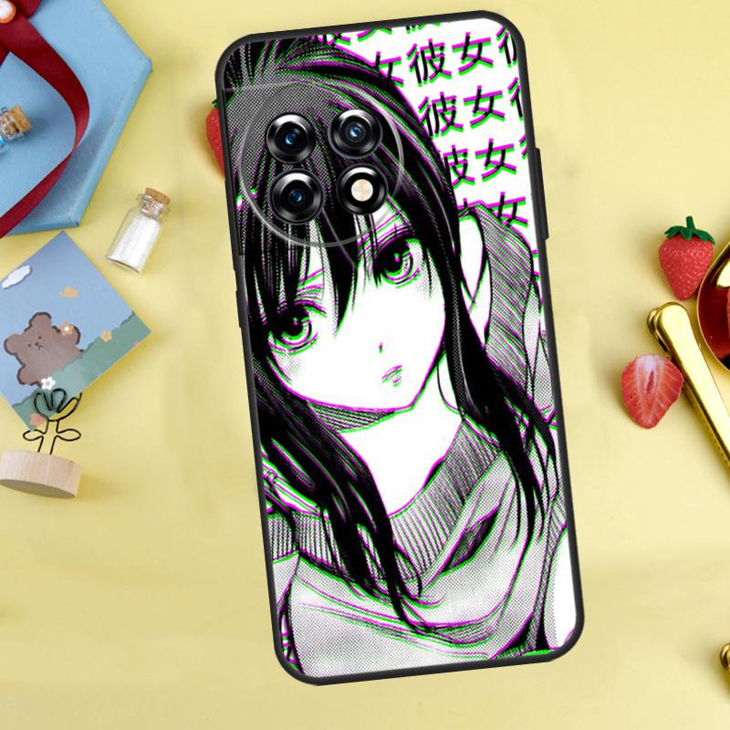 Грустный японский аниме эстетичный чехол для OnePlus 13T 13R 12 12R 15 13 11 10 10T 8T Nord CE 2 3 4 Lite N20 N30 Nord 5