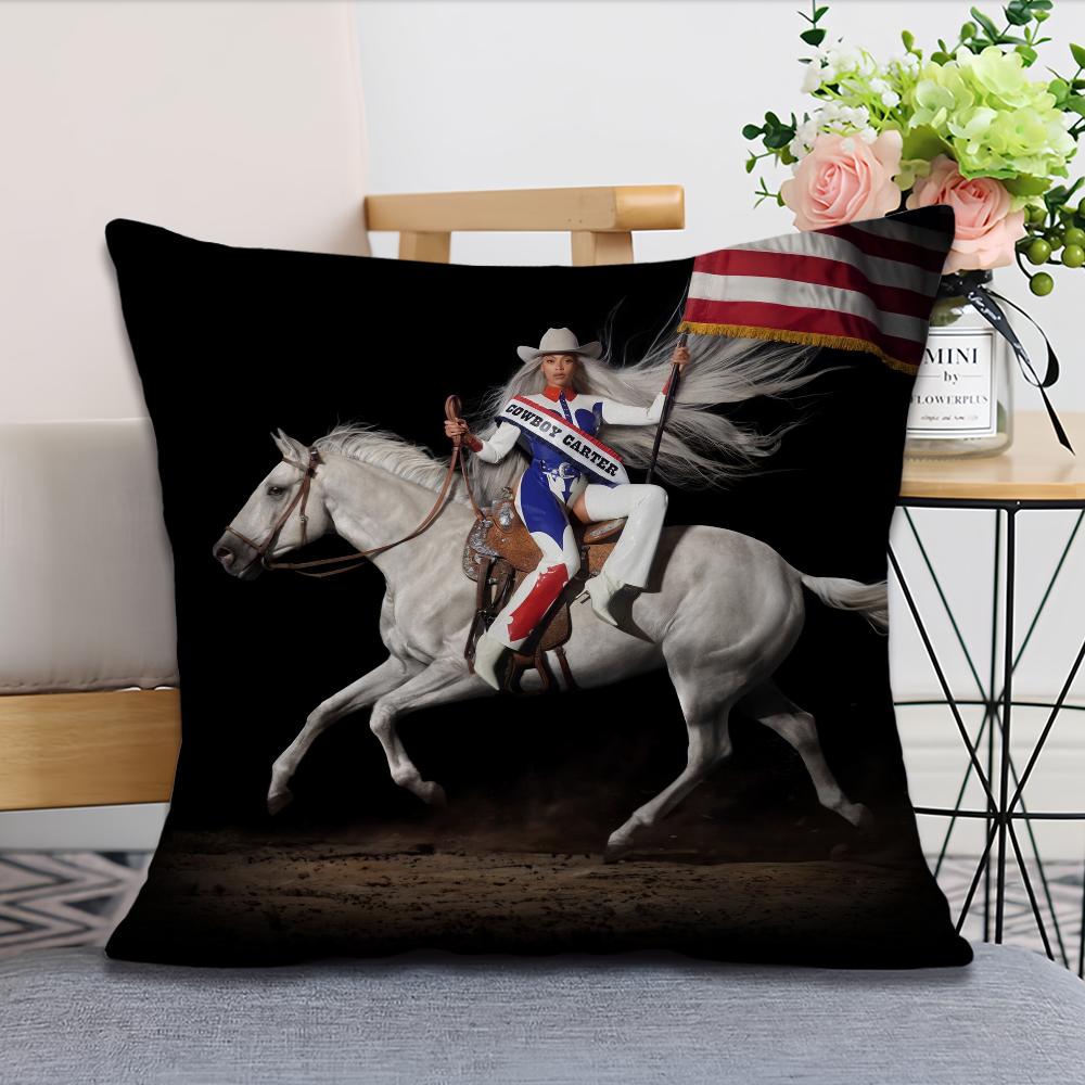 B-Beyonce Singer Cowboy Carter Pillow Case Living Room Home Sofa Office Shop Cover Printing Comfort Decoration Nordic Simplicity