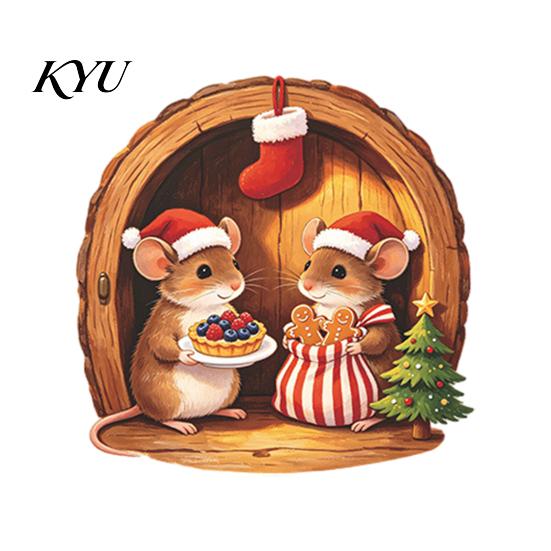 Holiday Scene Wall Embellishments Mouse Hole Sticker, Christmas Decal, Self Adhesive Decals Cute Mice Sticker for Living Room Bedroom Nursery