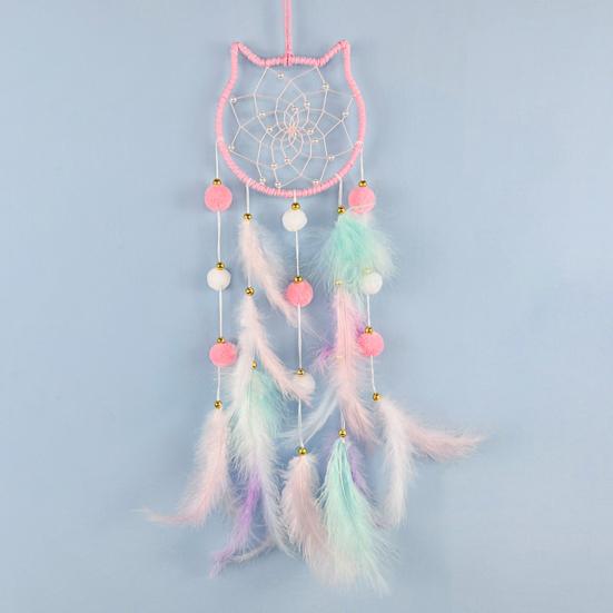 Colorful Feather Dream Catcher with Lamp Strip Living Room Girls Bedroom Wall