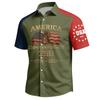 Men's Independence Day Printed Collared Top Men's Casual Sports Short-Sleeve Shirt