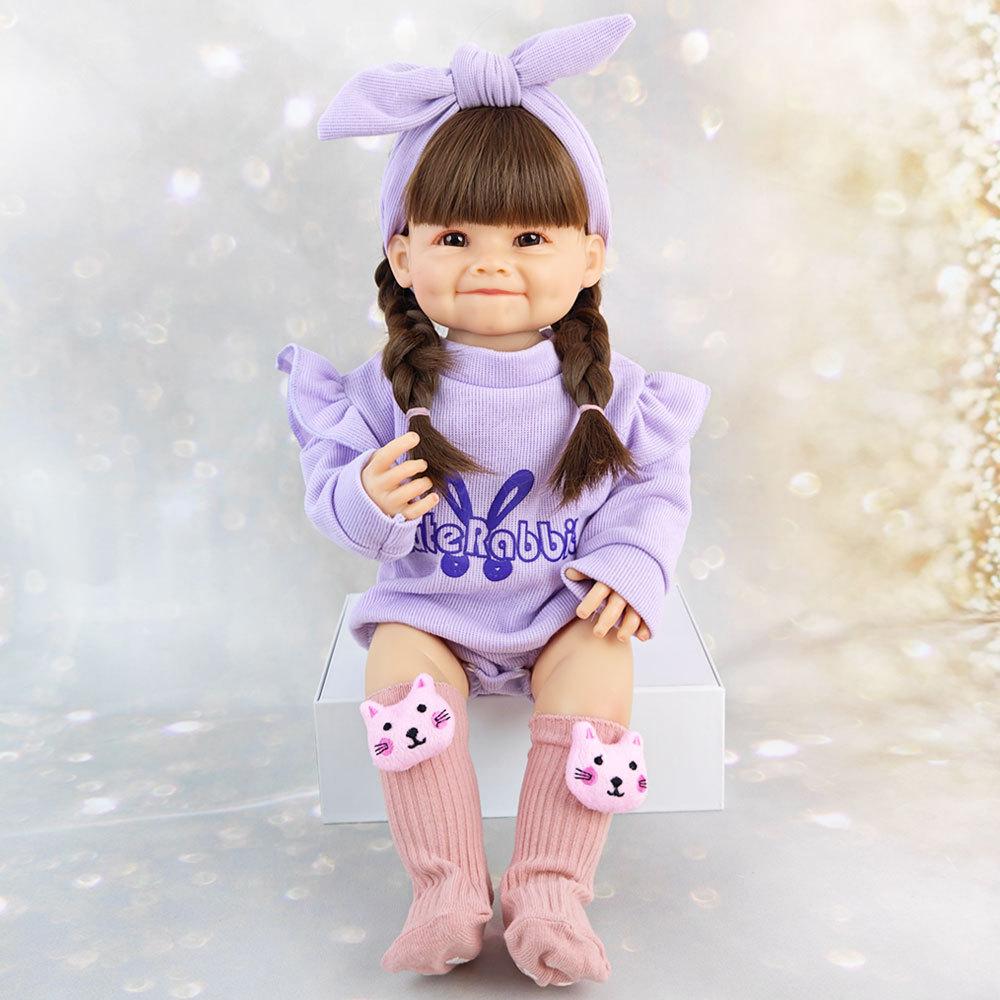 Реалистичная кукла-реборн из мягкого силикона 55 см 22 дюйма с одеждой, магнитной соской, бутылочкой для кормления, набором ручной работы, подарком на день рождения для девочки