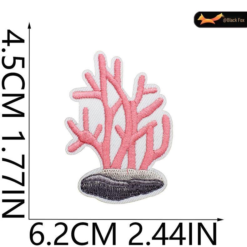 Black Fox Marine Life Cartoon Embroidered Patches for Children's Bags