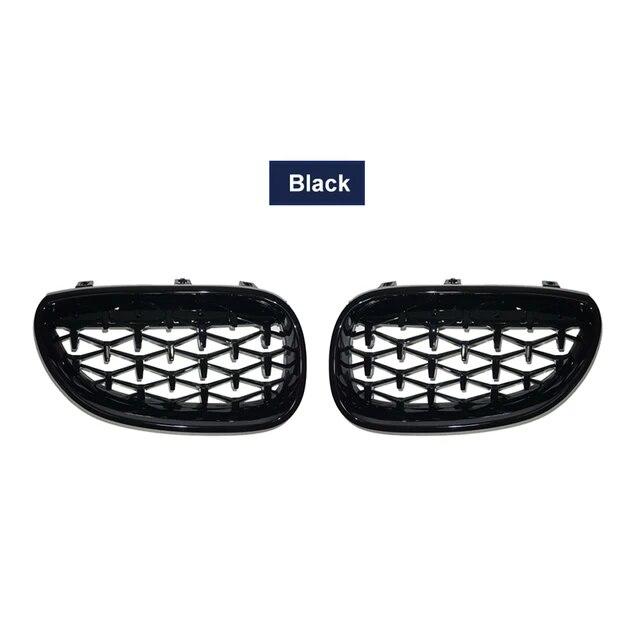 Пара автомобильных гоночных грилей с алмазной решеткой для почек для BMW E60 E61 550i 535i M5 2004-2009, решетки переднего бампера, грили в метеоритном стиле