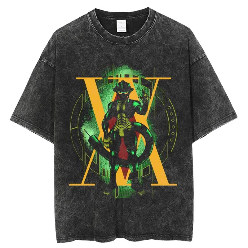 Graphic Vintage Acid Wash Cotton Tees for Men Women Casual Oversized TShirt Summer Workout Fitness Short Sleeve Tops Streetwear