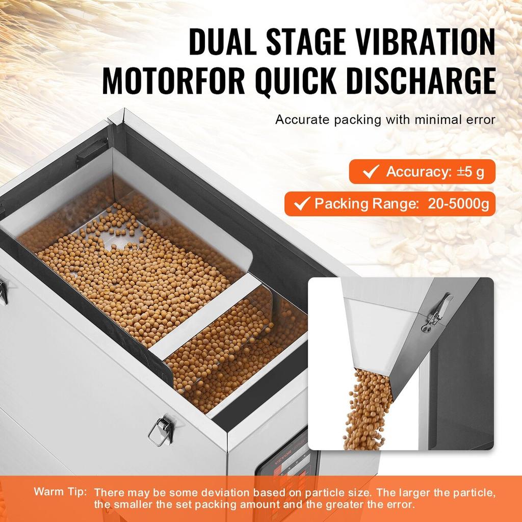 Particle Filling Machine, 0.044-11 lbs/20-5000g, Automatic Filler Machine with Foot Pedal, Stainless Steel Weighing Filling Machine, Weigh Filler for