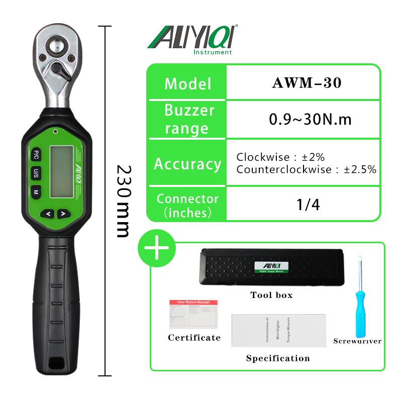 30Nm Industrial Grade Digital Torque Wrench 2% Precision Interchangeable Head Stainless Steel 72 Teeth Multi-Mode Operation OEM