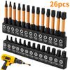 Набор Torx бит из 26 шт., легированная сталь S2, шестигранный хвостовик 1/4 дюйма, набор звездочек Torx, прочный комбинированный набор Torx бит для электрических и ручных дрелей