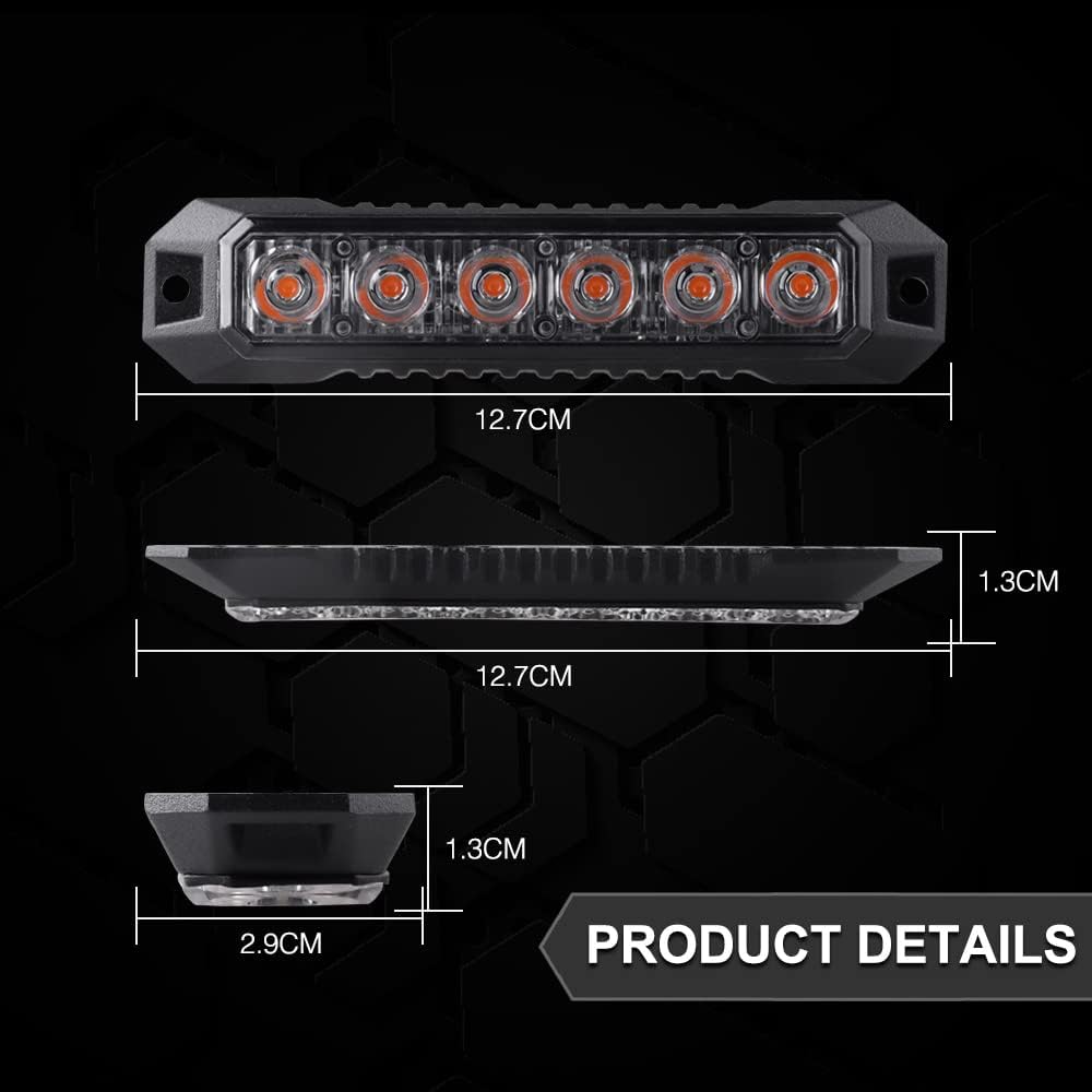 Surface Mount Strobe Mini Grille Light Flashing Lamps for Truck Car Vehicle LED Head Emergency Beacon Hazard 6Leds Warning Light