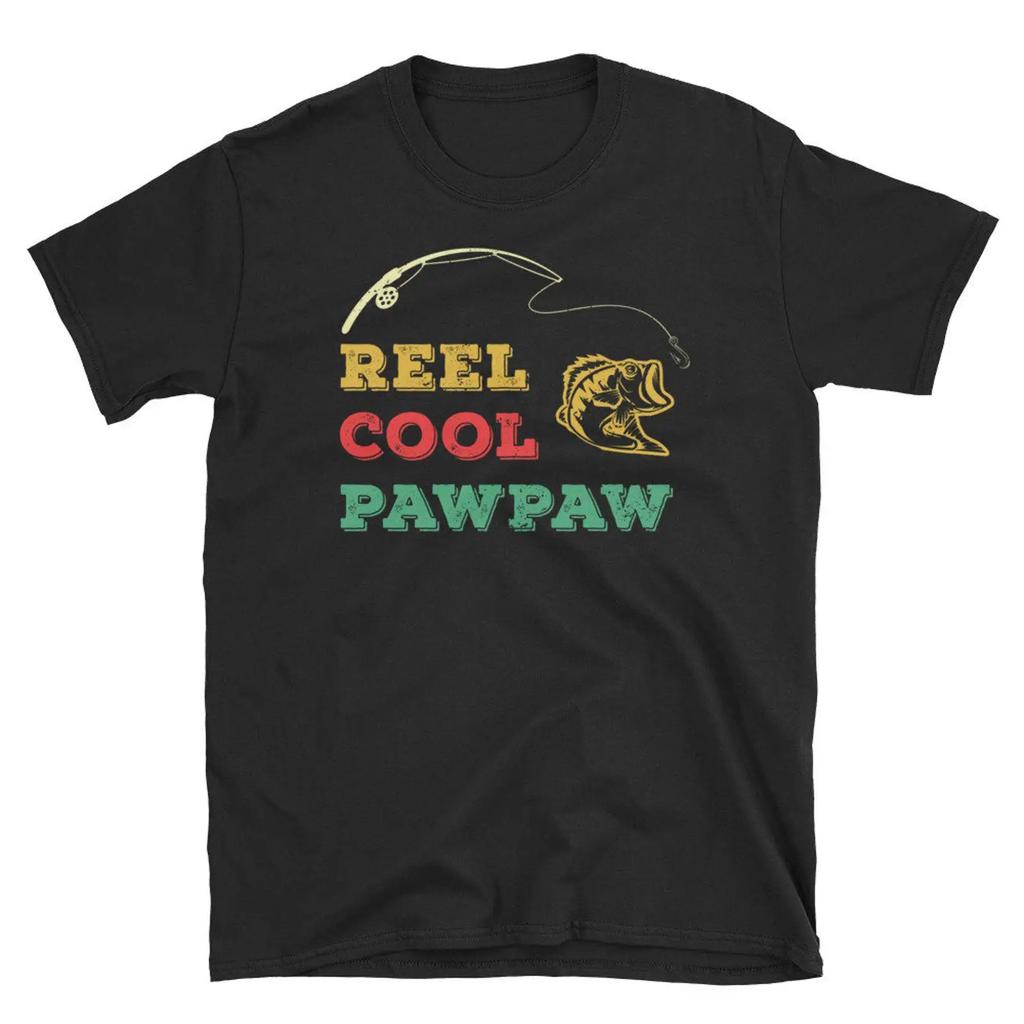 Reel Cool Pawpaw Fishing Pun T Shirt Bass Fish Fisherman Grandpa Father Casual Men's vintage Washed Unisex Breathable