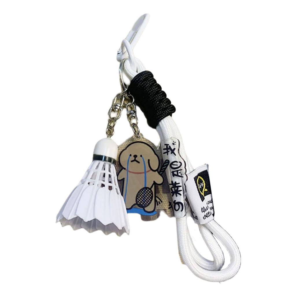 Брелок для ключей с изображением собаки из мультфильма «Бадминтон», подвеска в виде мяча для бадминтона, небольшой брелок, акриловые брелоки, подарок для пар, любителей бадминтона