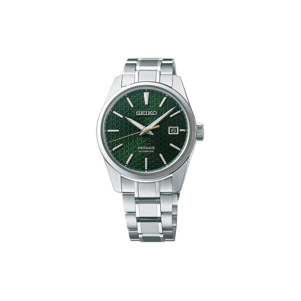 Seiko Мужские часы Presage с механическим механизмом и стальным ремешком, зеленый циферблат SPB169J1