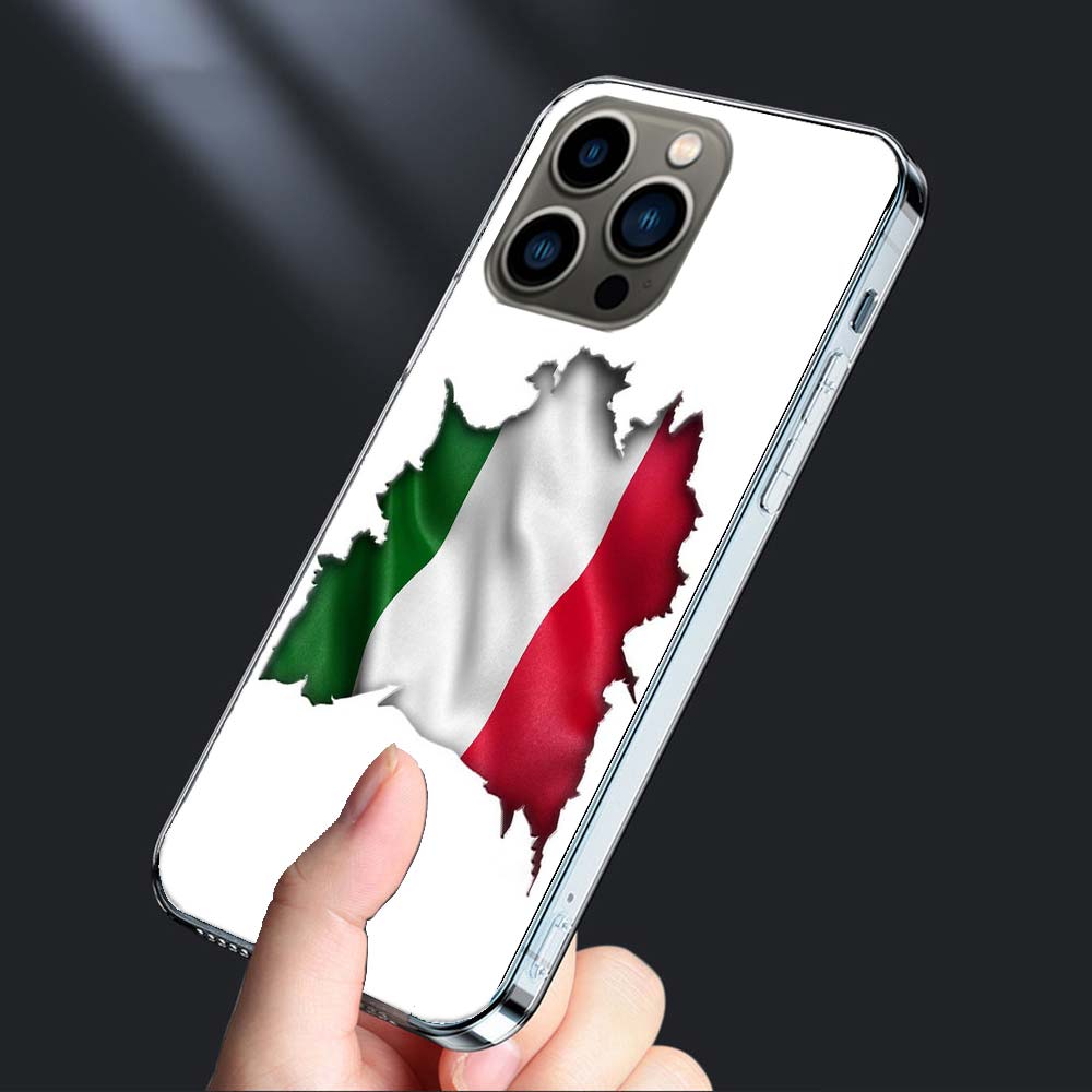 Чехол для телефона с флагом Италии для iPhone 16E 15 Pro 14 Plus 17E 16 17 Pro Max Air 11 12 13 Mini Ударопрочный Capa Милый Чехол TPU Прозрачный