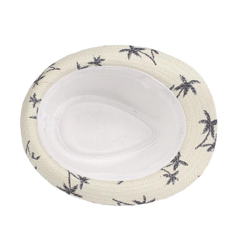 Детская соломенная шляпа с принтом, летние детские джазовые панамы, шляпы для путешествий на открытом воздухе, солнцезащитная пляжная кепка для мальчиков и девочек