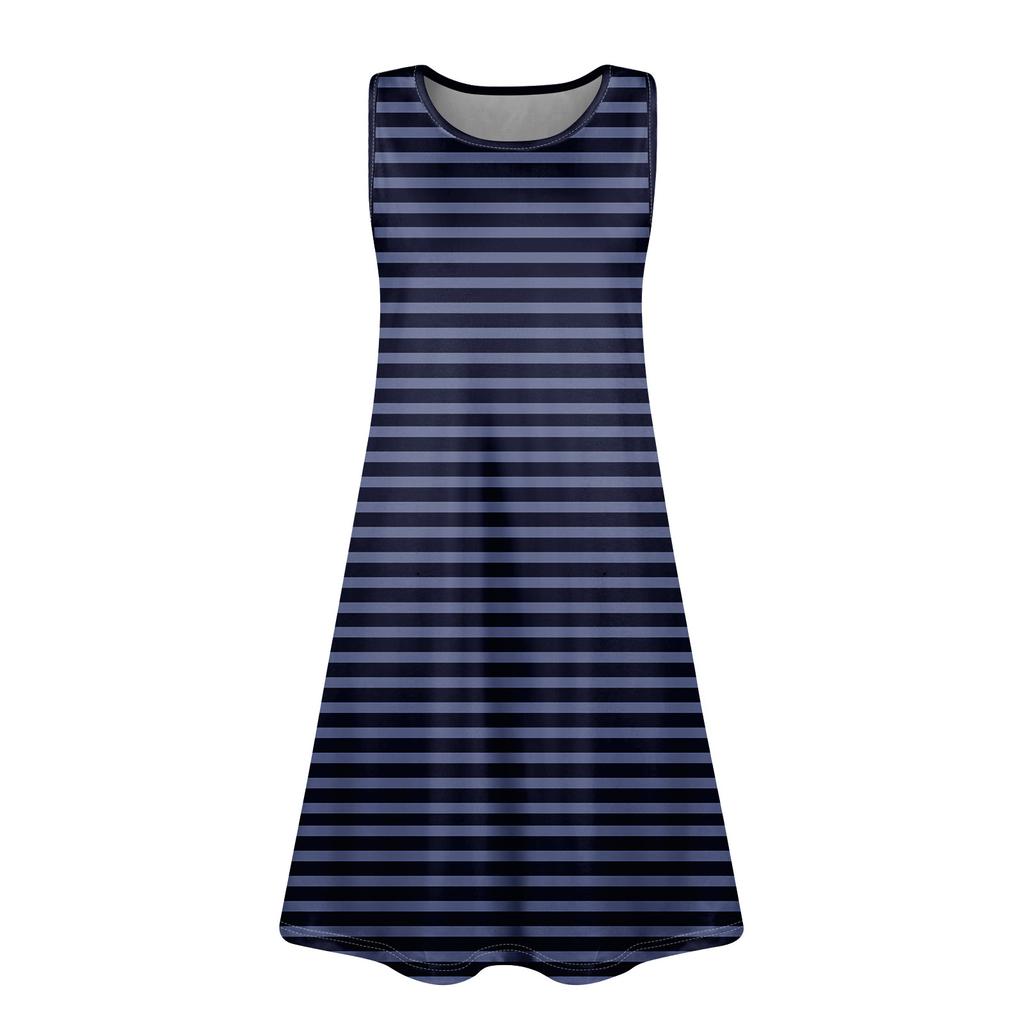 Летние платья для женщин Пляжный Бохо без рукавов Винтажный принт Футболка с карманами Сарафаны-майки