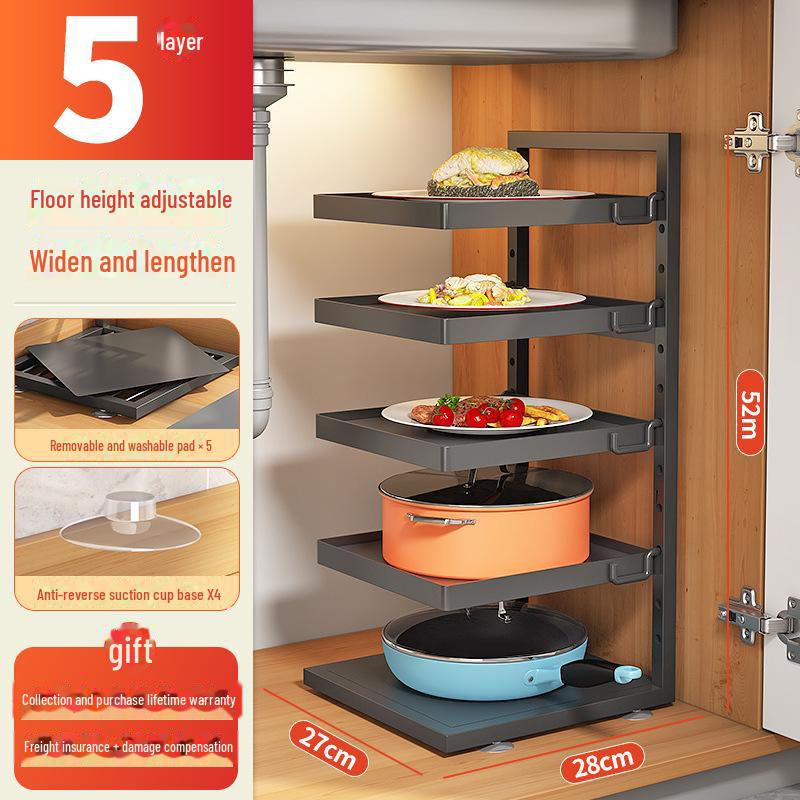 Многоуровневая стойка для хранения кастрюль на кухне, под раковиной и на столешнице