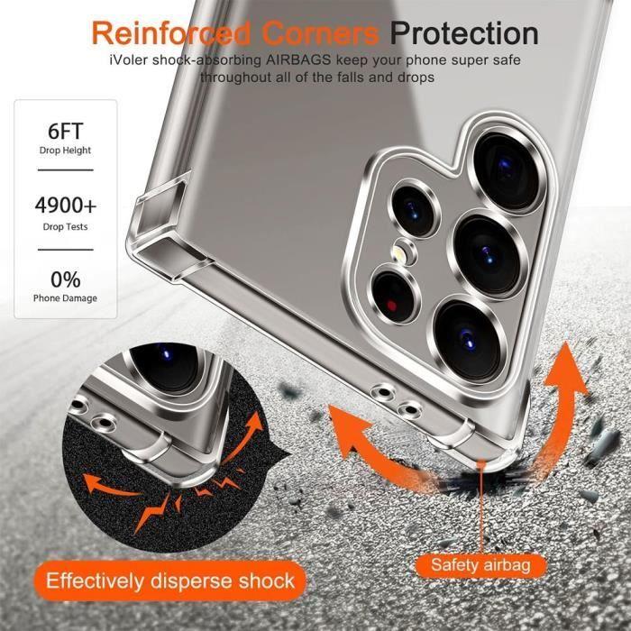 Protective Case - Shockproof - for Samsung Galaxy S24 Ultra - Flexible - Night Green Lanyard Included - Transparent