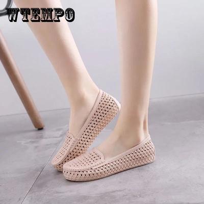 Женские летние сандалии. Рабочая обувь на плоской подошве. Обувь для медсестер Baotou. Туфли с мягкой подошвой. Обувь для мам. Нескользящая пляжная обувь. Туфли в горошек.