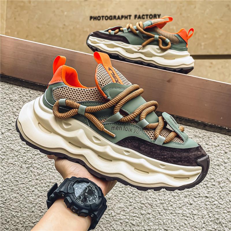 Men's Shoes Spring New Breathable Mesh Dad Shoes Versatile Thick Sole Heightening Trend Fashion Sports Casual Shoes