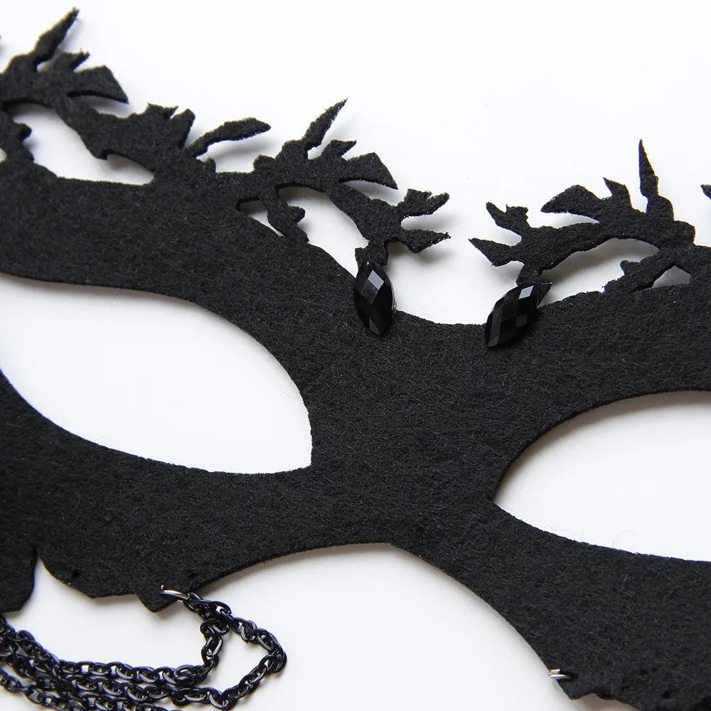 Halloween Sexy Black Tassels Half Face Mask Props Lady Masquerade Party Dance Costume Hollow Sexy Eye Mask
