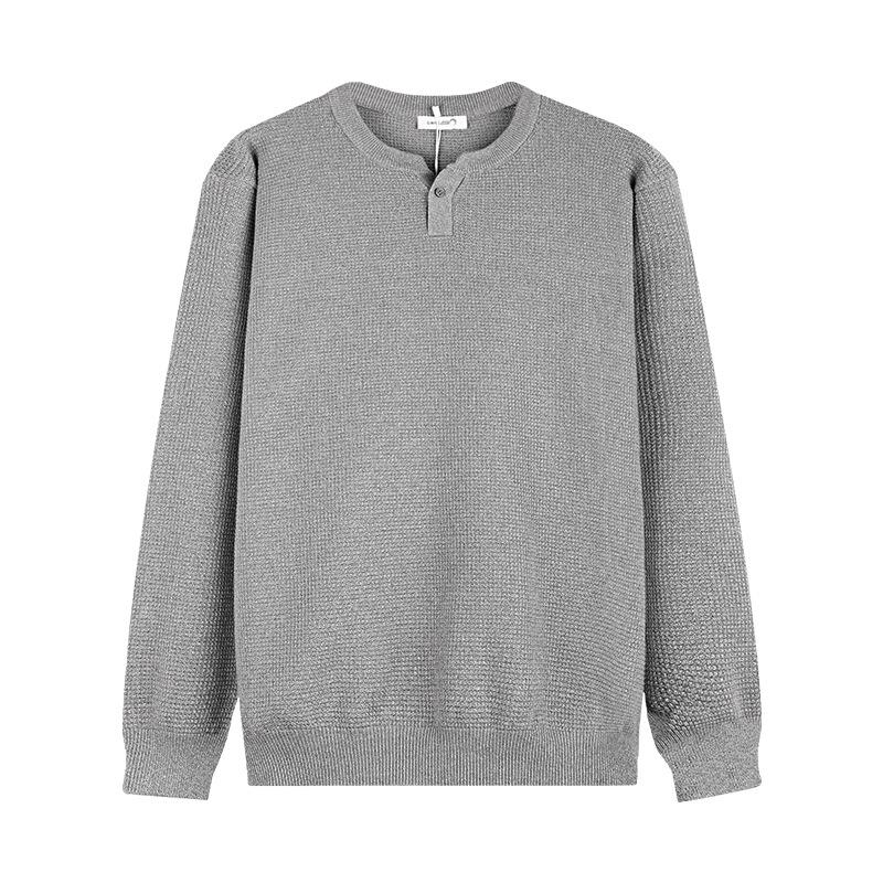 Мужской свитер хенли узором «ананас» 2025