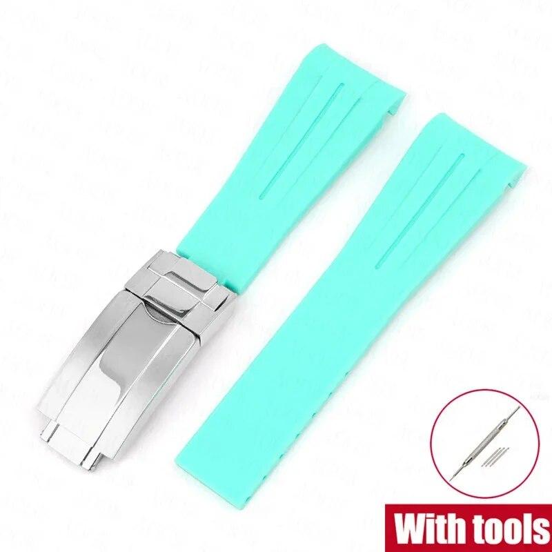 Резиновый ремешок для часов, подходит для Omega x Swatch Moonswatch, 20 мм, складная пряжка из нержавеющей стали для мужчин и женщин, изогнутый сменный ремешок для Rolex