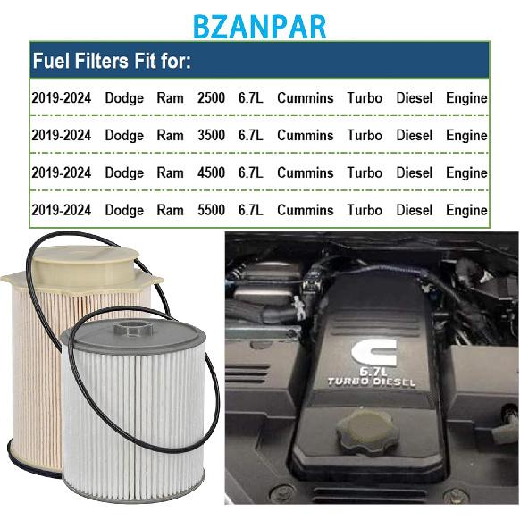 Fuel Filters For Ram 2500 3500 4500 5500 6.7 Cumm Diesel, Fuel Filter For      2024 Dodge Ram 6.7 Diesel, Fuel Filter Water Separator Set Replace