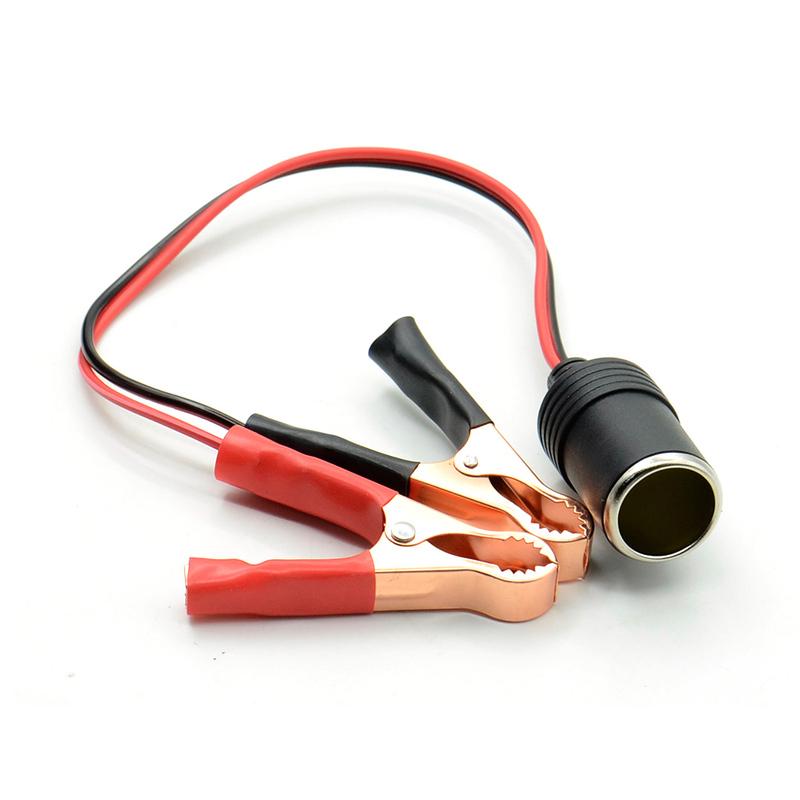 12V 50A Power Car Cigarette Lighter Female To Alligator Clip Extension Connector To Terminal Clip-on Battery Adapter Auto Socket