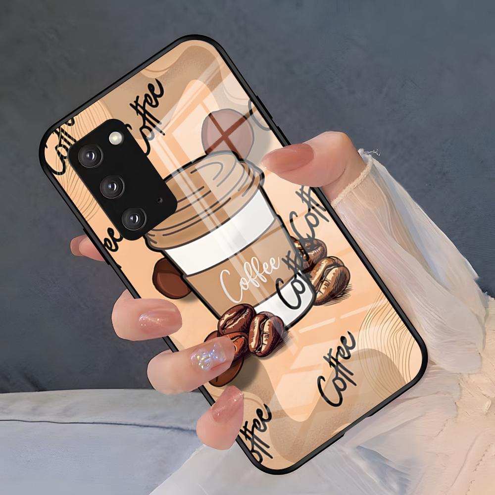 Чехол для телефона с рисунком 'Кофейное искусство' для Samsung S26 S25 Plus S20 S20 Plus S22 Ultra S23 FE S21 Plus S21 Ultra Стеклянная крышка
