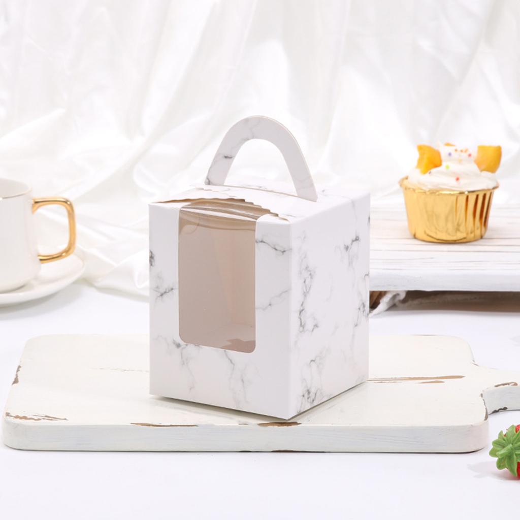 10Pcs Cupcake Boxes with Inserts Windowed Cupcake Holders Stackable Deep Cupcake Carrier Food Grade Containers for Home Cake Dessert Shops