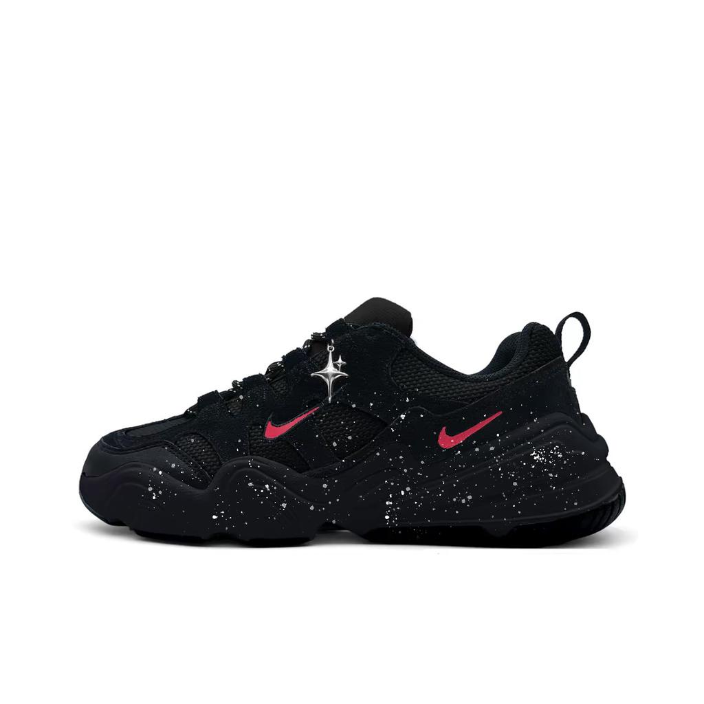 Nike Tech Hera Звездное небо Замша Нескользящие Износостойкие Низкие Повседневные Кроссовки Унисекс Черный Красный FJ9532-101(Команда407-)