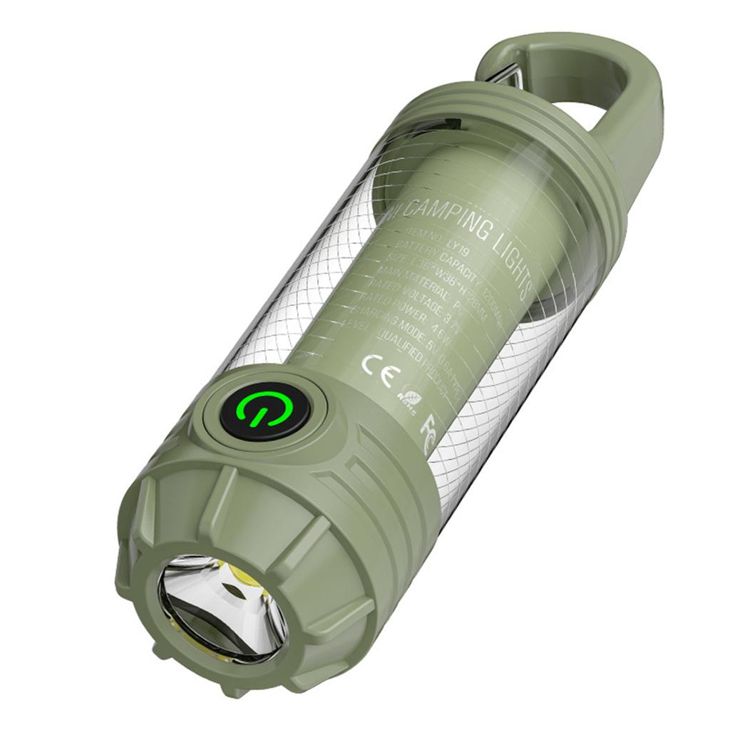 Outdoor camping light multi-light source portable keychain hook mini flashlight atmosphere camping light