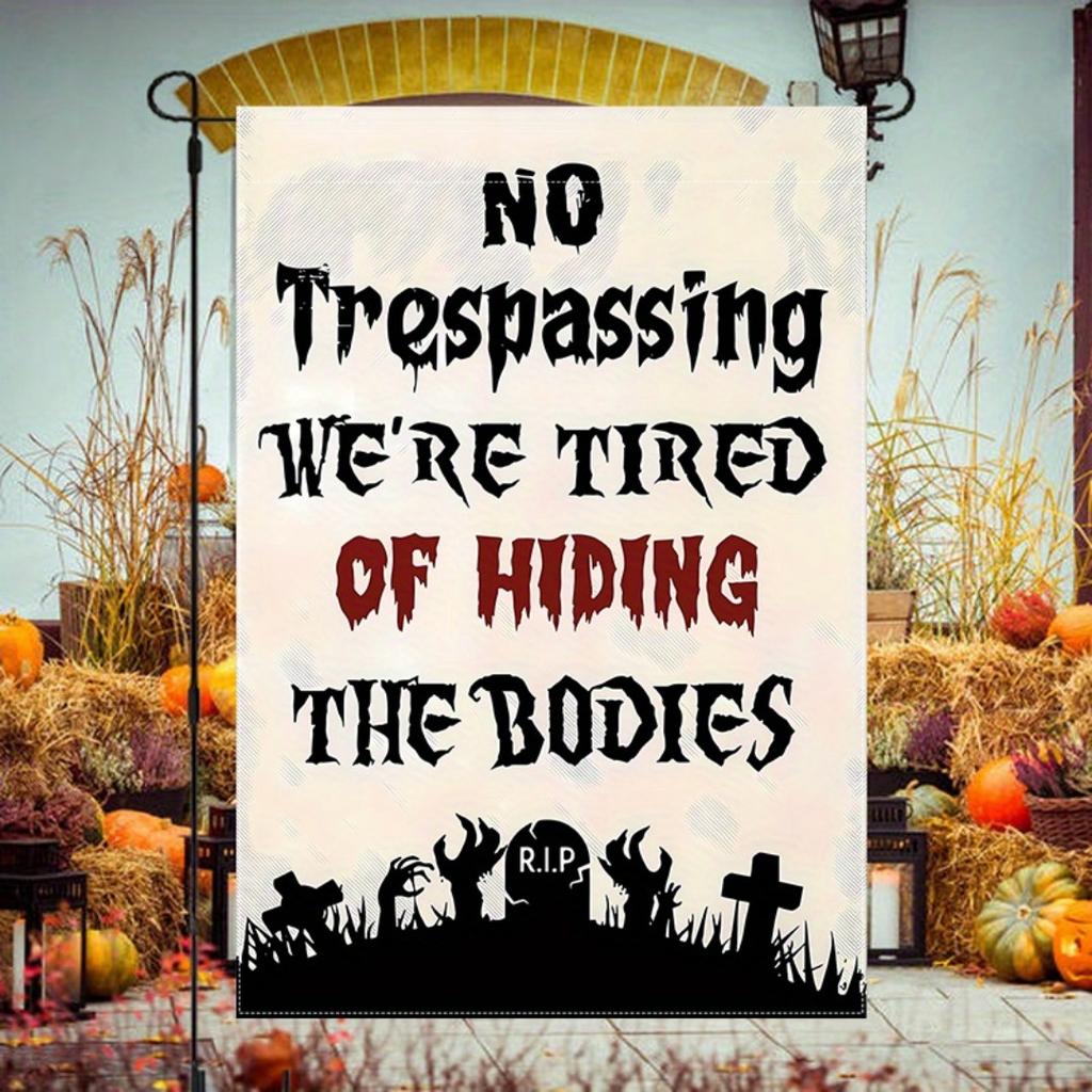 1pc 30x45cm White Halloween Garden Flag Suitable for Halloween Yard Outside Decoration No Flag Pole 12X18 Inch