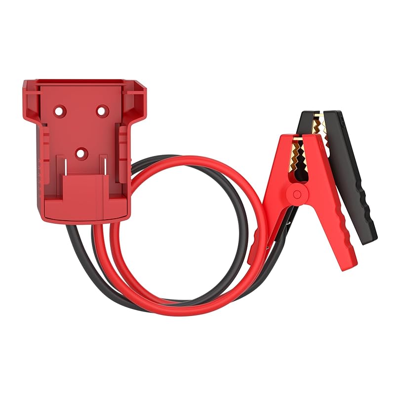 Jumper Cables For Car With Adapter Compatible With DE.Walt 20V Batteries, Silicone Wire 8AWG 2FT Alligator Clips Automotive Jump Starter Jumper
