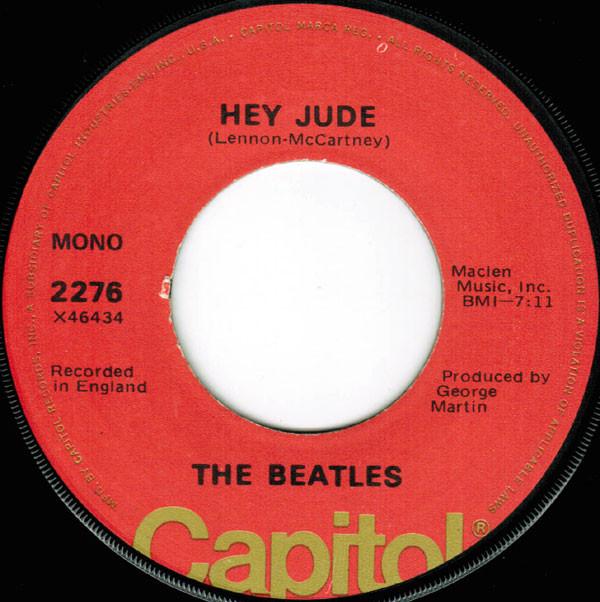 7-дюймовая пластинка BEATLES Hey Jude Revolution 2276 CAPITOL 1976 США Рок Б/у