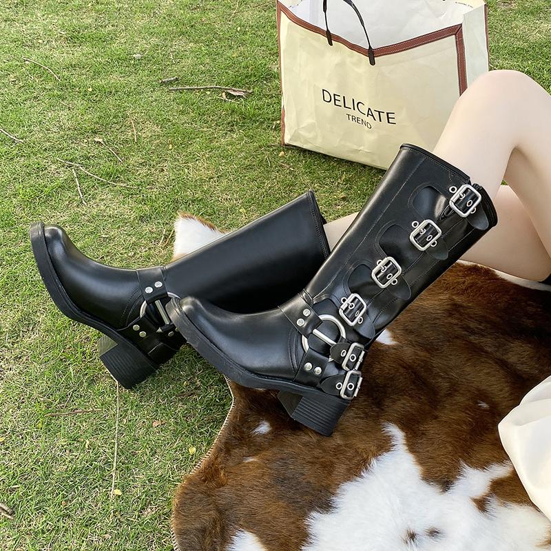 Женские ботфорты до колена на платформе Элегантные трендовые туфли для женщин Новые удобные модные уличные Сексуальные готические ботинки Женские ботинки De Mujer