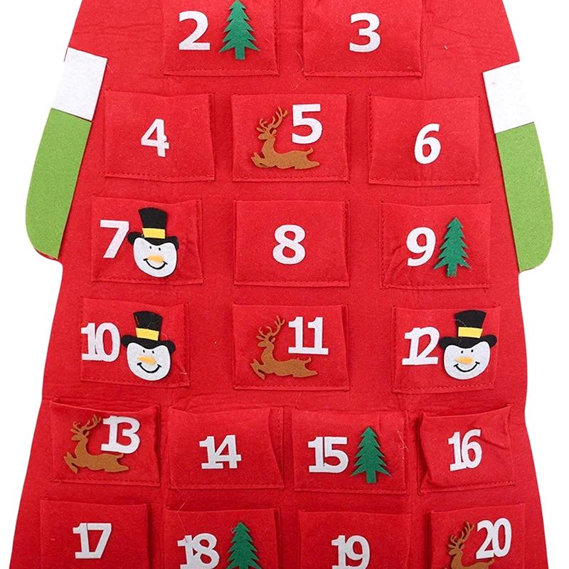 1PC 24 Days For Children Christmas Gift DIY 2024 Christmas Santa Calendar Felt Wall Hanging