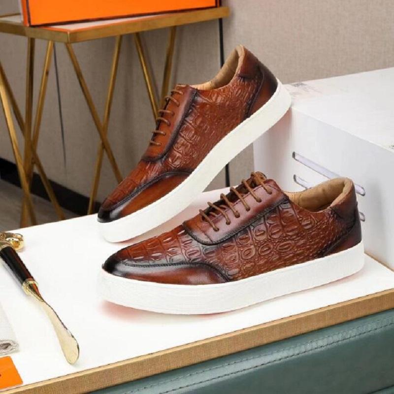 Модная роскошная фиолетовая повседневная кожаная обувь мужская ковбойская с тиснением под крокодила фиолетово-черные мужские кроссовки на платформе zapatos sapat a34