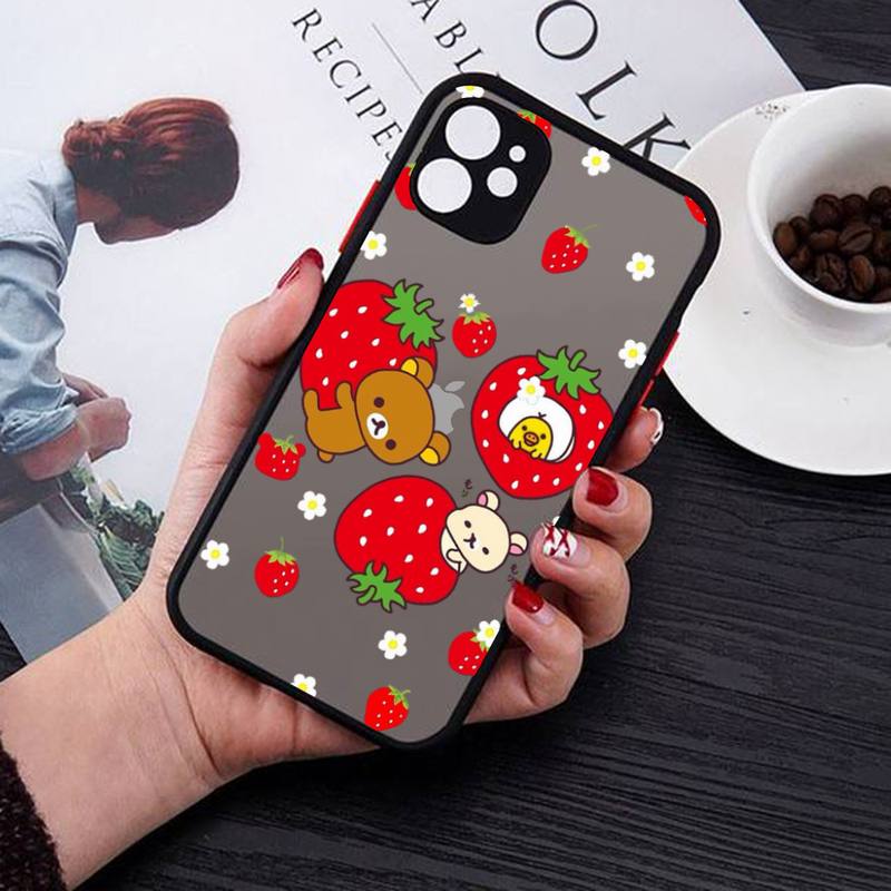 Чехол для телефона Rilakkuma для iPhone X XR XS 7 8 Plus 11 12 13 pro MAX 13mini, полупрозрачный матовый чехол