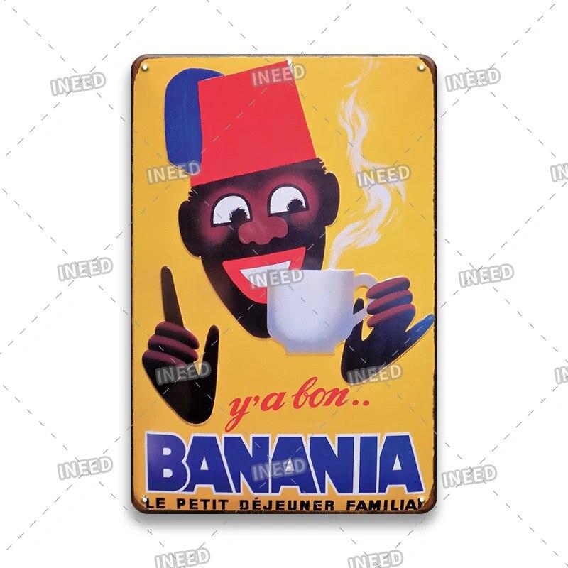 France BANANIA Metal Sign Wall Poser Funny Tin Painting Plaque Retro Vintage Decorative Iron Painting PUB Room Hotel Decor