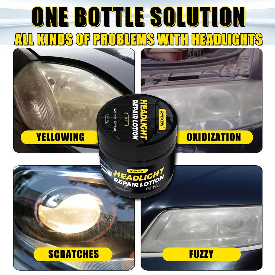 Ryekew Car Headlight Care Cream: Dust Removal, Brightening, Polishing, Yellowing Fix.